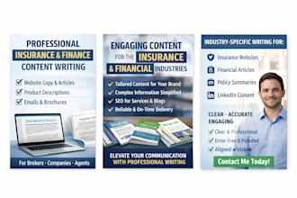 write professional insurance and finance content for companies and brokers