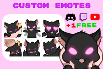 draw cute anime custom twitch emotes, youtube, discord