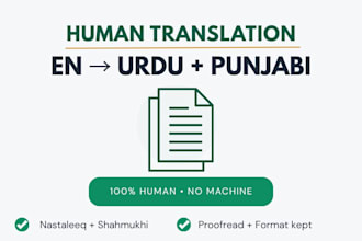 deliver accurate manual english to urdu and punjabi translation