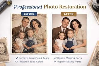 restore old and water damage photo using photoshop