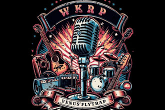 design custom radio stations logo with t shirt design