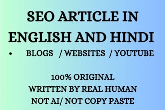 write SEO articles in english , hindi for blogs and websites