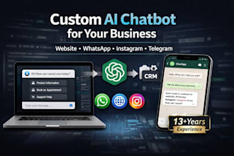 build whatsapp website ai chatbots, langchain, rag, crm integration, chatgpt api