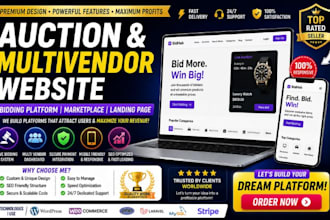 design bidding website multivendor website auction platform website landing page