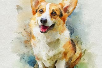 draw watercolor pet portrait