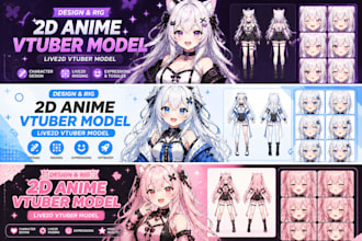 design and rig 2d anime chibi vtuber model live2d vtuber model emotes 2d drawing