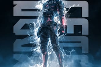 draw a cool typography logo cyberpunk or mecha futuristic