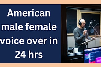 pro american male voice over and american female voice over