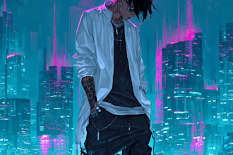 design cyberpunk illustration anime for poster music cover