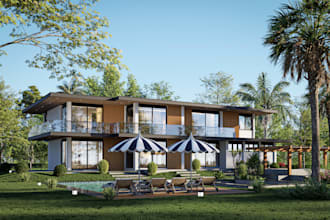 3d house modeling, interior and exterior realistic rendering d5