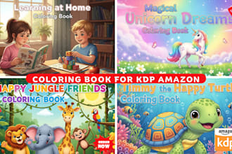 create children coloring book page for amazon kdp coloring book illustration