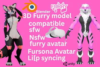 create custom furry vrchat commission furry fursona 3d nsfw character 3d model