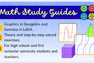 write and design a math study guide with problems explained