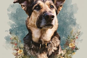 hand draw a custom memorial pet portrait from photo