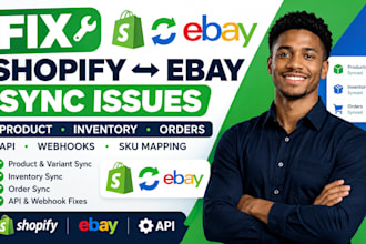 fix shopify API, product sync, inventory, orders and ebay integration