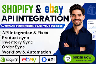 build shopify, ebay API integration, product sync and ecommerce automation
