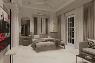 make your  3d bedroom interior look aesthetic