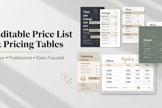 design editable price list menu price sheets and product lists that sells more
