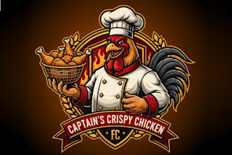 make mascot premium logo for fried chicken restaurant