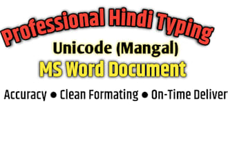 do professional hindi typing in unicode mangal with accuracy