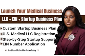 register US medical  llc, obtain ein number and write start up business plan