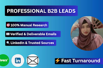 manually researched b2b leads with  verified emails