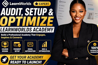 audit learnworlds academy, setup learnworld website optimize learnworlds website