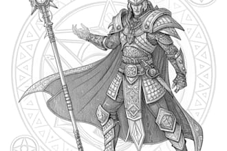 create breathtaking dnd character line art with extreme detail