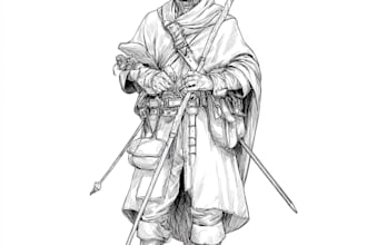 ultra detailed dnd character line art in premium quality