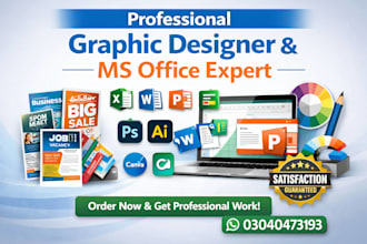 design professional graphics , and handle , ms word excel , powerpoint