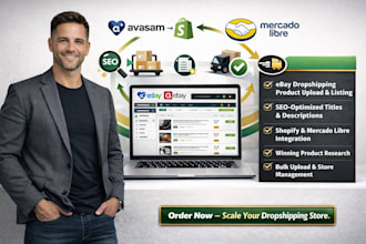 avasam to ebay dropshipping products upload lister SEO shopify mercado libre