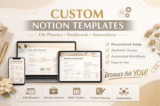 design custom notion template, dashboard, and planners