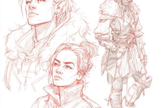draw insanely detailed dnd character line art
