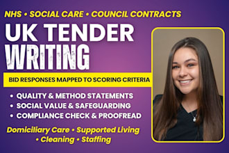 write UK tender bid responses for nhs, social care and council contracts