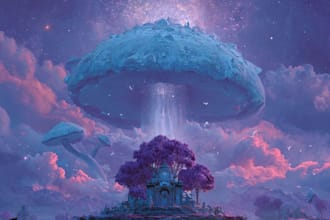 design a dreamy surreal or fantasy music album cover artwork