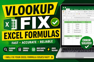 fix vlookup, if, index match and excel formula errors