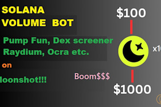 create a solana volume bot, launchedpad, moonshot on meme coin