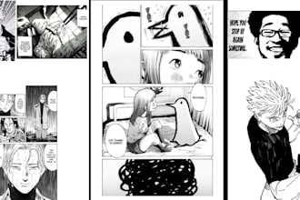 draw manga style illustration in black and white