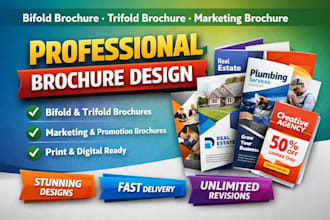 design a professional bifold brochure, trifold brochure, or marketing brochure