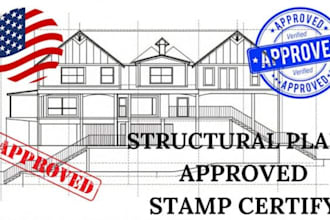review sign, seal architectural plan, licensed land suveyor city permit for USA
