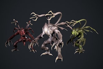 build 3d beast creature,demon character, horror model for game,ue5 fantasy human