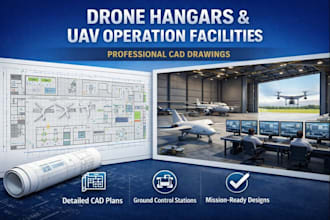 design drone hangars and uav operation facilities with drawings