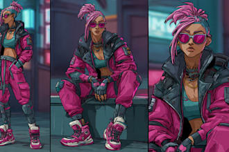 illustrate you as a cyberpunk style character