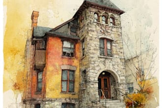 paint a house in watercolors