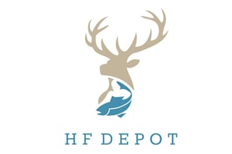 make hunting and fishing equipment logo for apparel company