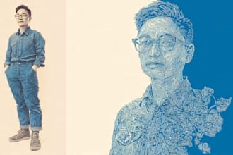 draw a portrait drawing in linocut illustration