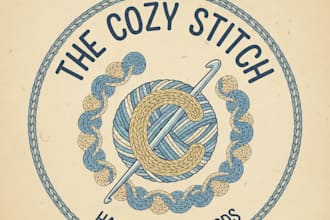 design a cute and creative crochet logo for your brand