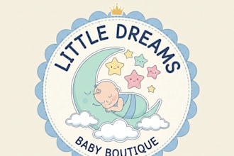 design a cute and charming baby shop logo for your brand