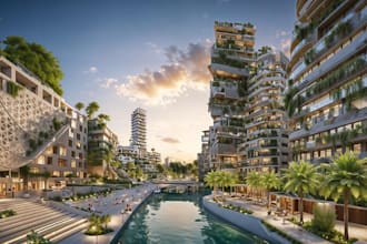 retrofit 3d tourist hub,tropical city,urban cityscape,biophilic highrise complex