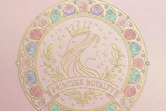 design a beautiful and elegant princess logo for your brand